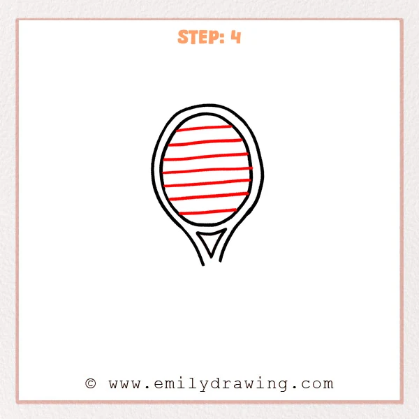 how to draw a tennis racket - Step 4